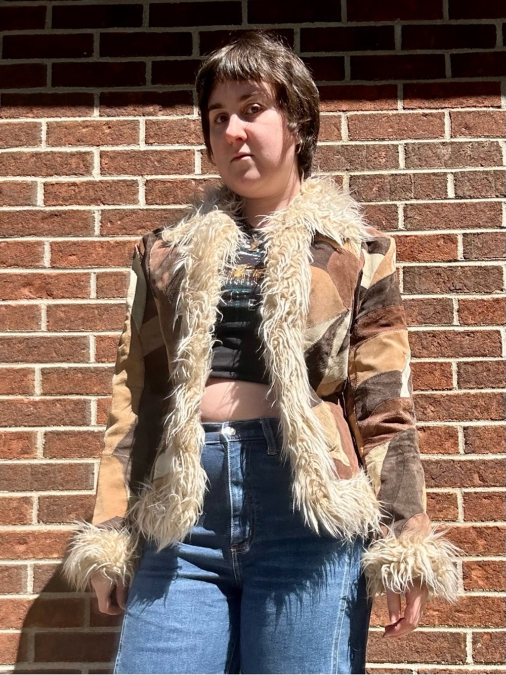 Y2K patchwork suede afghan jacket - Picture 11 of 15